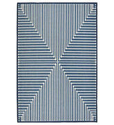 Blue Modern Geometric Rug with bold abstract shapes.